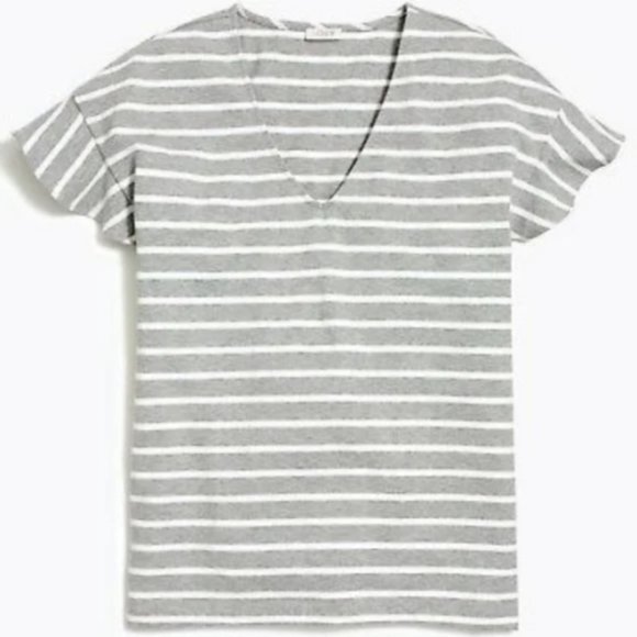 J. Crew Factory Tops - Final Price! J Crew Striped Flutter Sleeve V Neck Tee Shirt